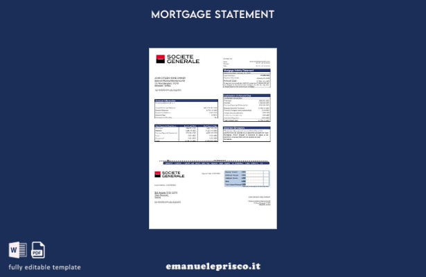 estratto conto del mutuo bancario della Serbia Societe Generale in stile verific